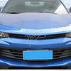 Front view of a blue Chevrolet Camaro with an interior and exterior trim kit installed.