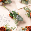Burnt Orange Silk Boutonniere Set for Wedding Groom and Groomsmen