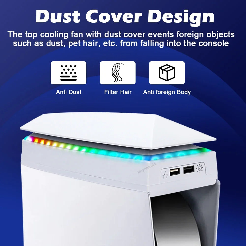 PS5 Cooling Stand with RGB Lighting and Dust Cover