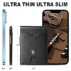 Slim RFID Blocking Leather Card Holder Wallet with Geometric Pattern