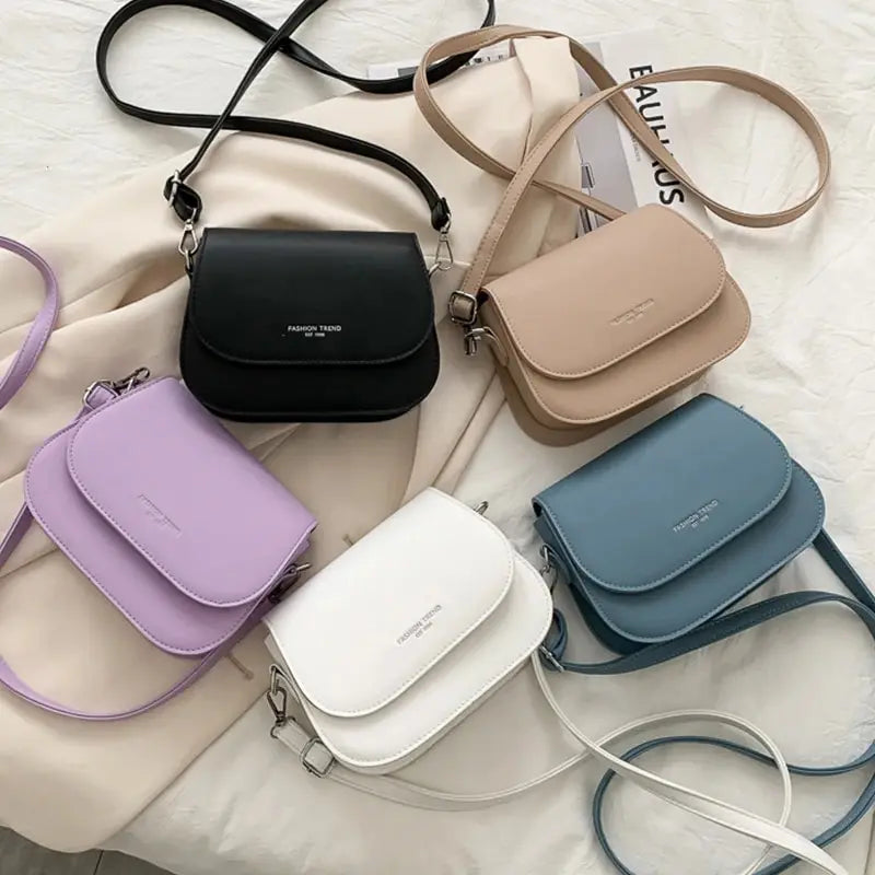 Solid Color Saddle Crossbody Bag