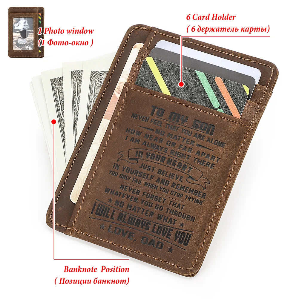 Genuine Leather Slim Card Wallet for Men – Personalized Gift from Dad