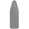 A gray, elongated ironing board cover with a pointed top and heat reflective padding.