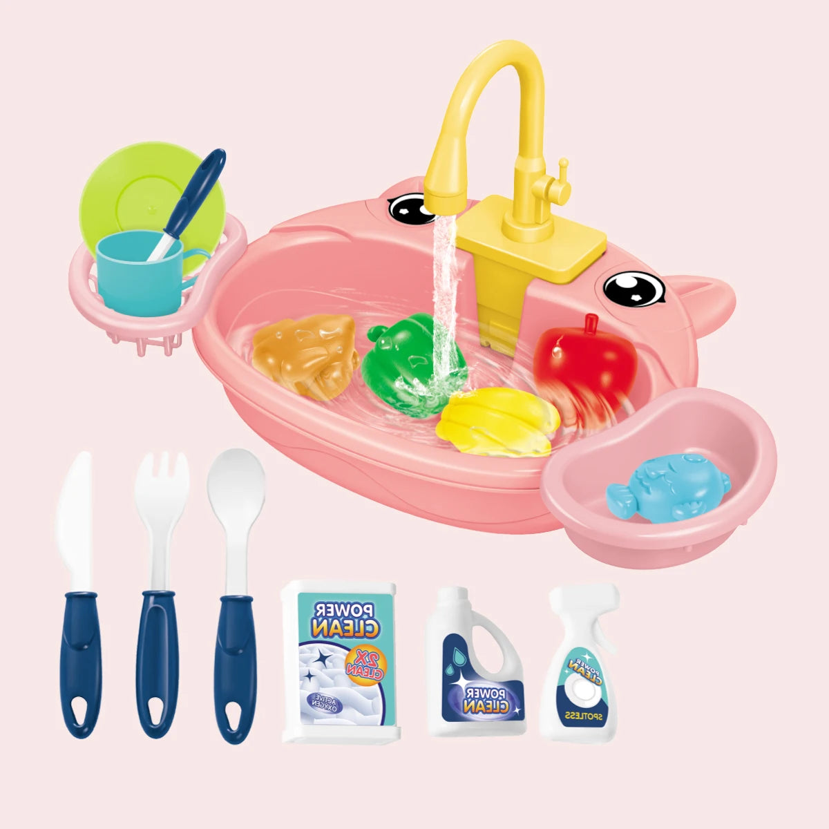 Kids Electric Toy Dishwasher with Automatic Water Cycle