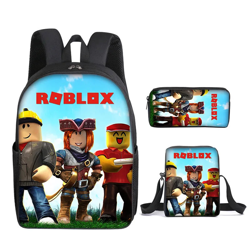 Roblox-Inspired 3-Piece Canvas Backpack Set