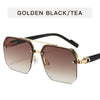 Retro Square Half-Frame Metal Sunglasses