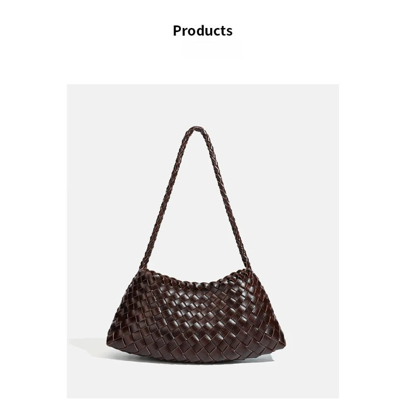 Handwoven Hobo Shoulder Bag with Large Inner Pocket