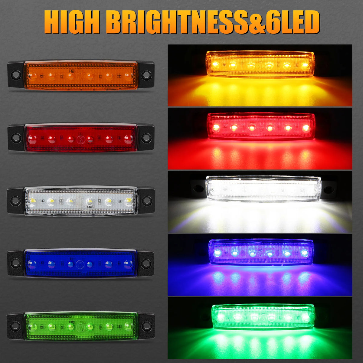 IP67 Waterproof LED Side Marker Lights (Set of 10)