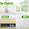 Before and after comparison showing a ruffled elastic bed skirt for a bed.