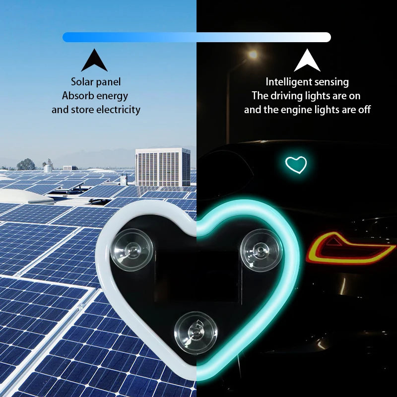 Solar Powered Heart-Shaped LED Light for Car Rear Window