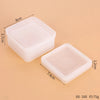 A set of clear silicone jewelry boxes with lids shown on a beige background.