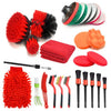 A collection of 21 drill brush cleaning tools and extensions for home and auto detailing.