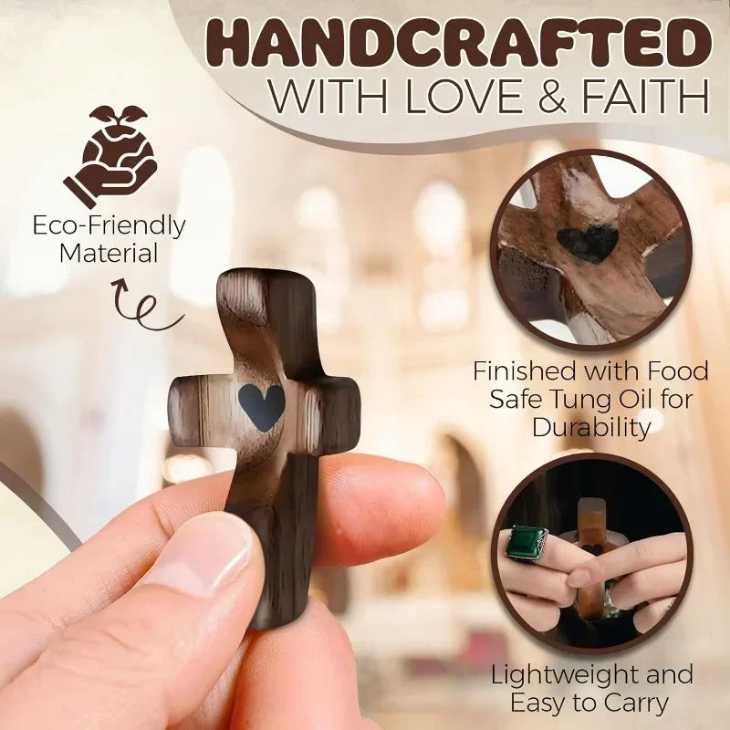 Handcrafted Black Walnut Cross, 5cm Pocket Crucifix