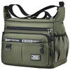Olive green men's business crossbody bag with multiple zippered pockets