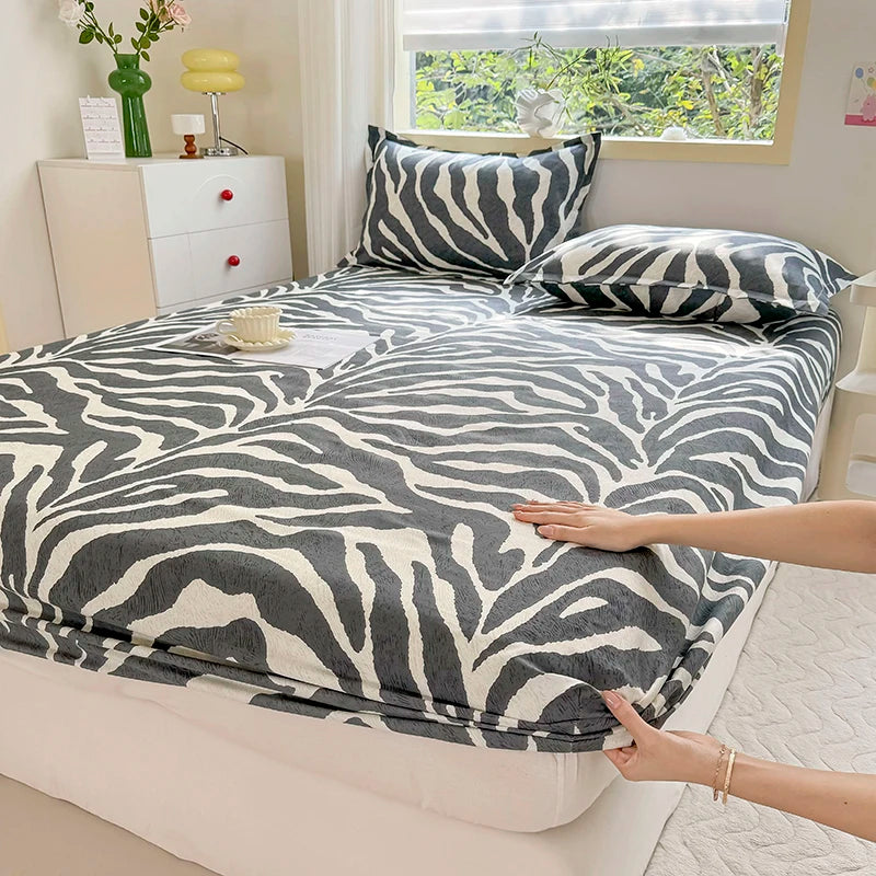Zebra Print Fitted Bed Sheet with Elastic Edge