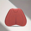 A reddish-pink memory foam lumbar support and neck pillow set shown from the back.