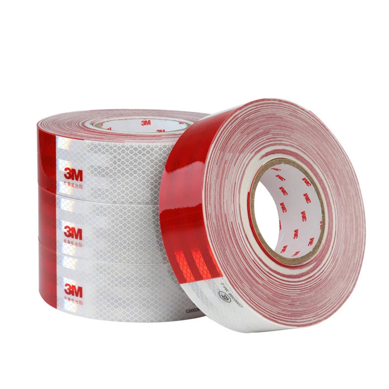 Rolls of red and white reflective decals for trucks and vehicles