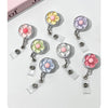 Floral Retractable Badge Reel with Clear ID Holder