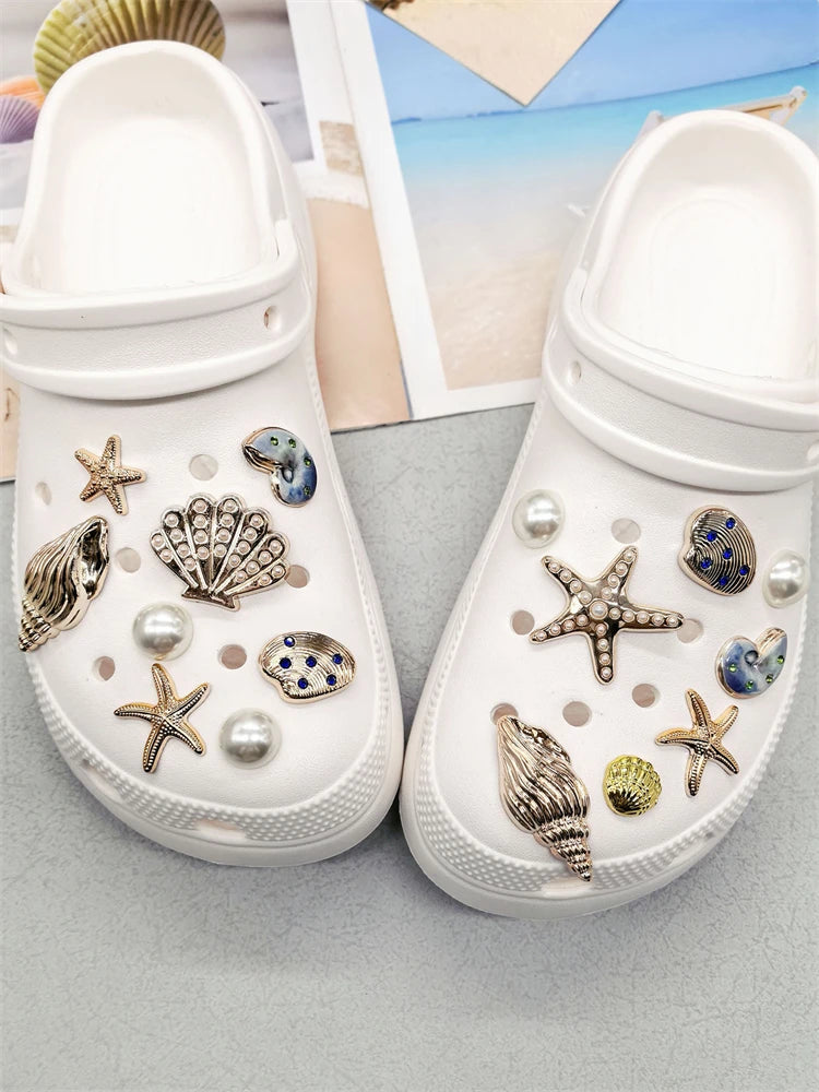 Beach-Themed Shoe Charms Set - 16 Pieces