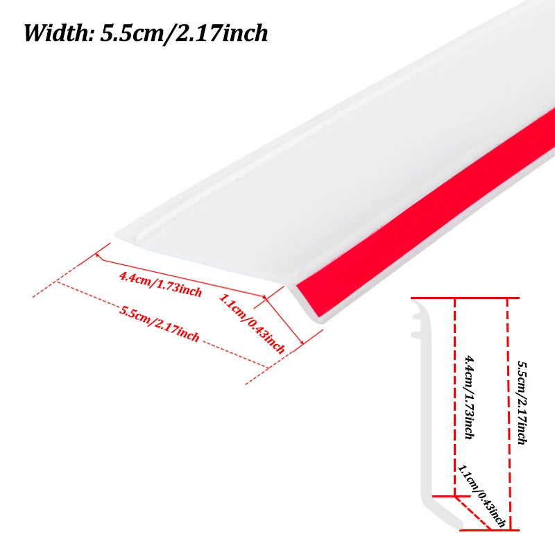 A white and red self-adhesive sealing strip for doors, windows, or balconies, shown in a cross-section view.