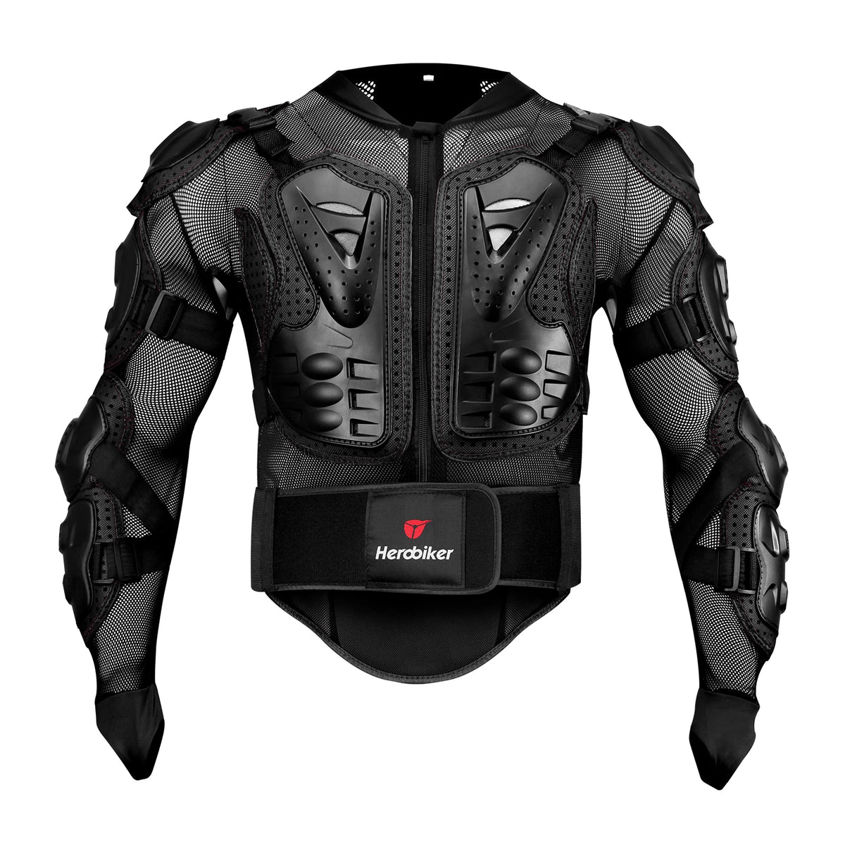 Black motocross armor jacket featuring mesh and protective padding for impact protection