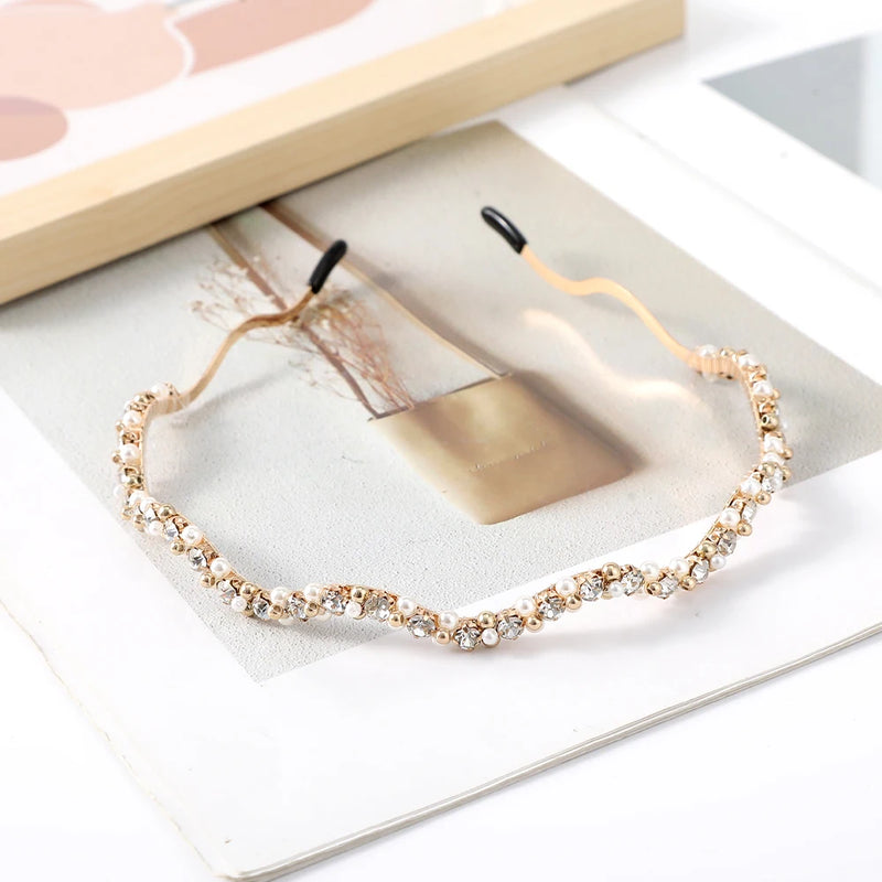 Pearl & Rhinestone Wavy Headband