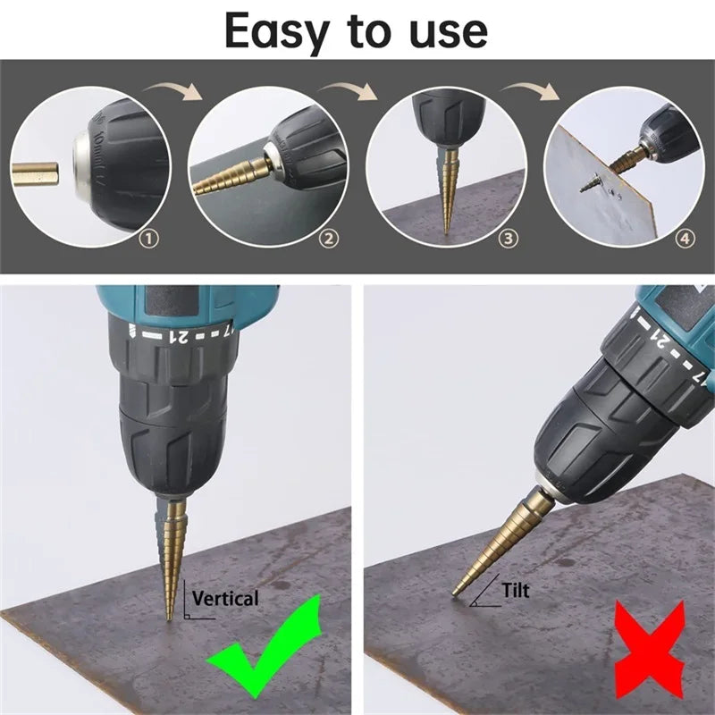 HSS Cobalt Step Drill Bit Set for Metal & Sheet Material