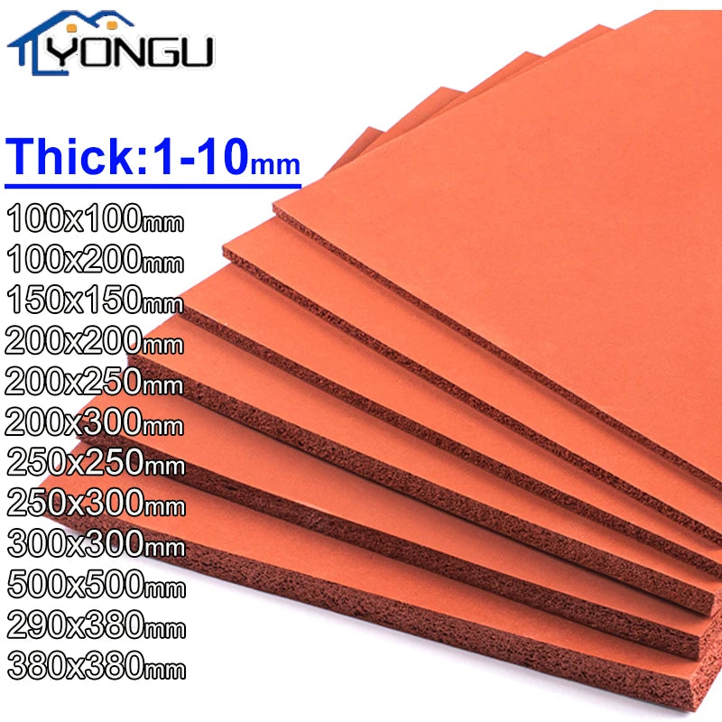 Stack of various thickness red silicone heat-resistant craft mats in different sizes