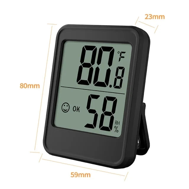 Digital Temperature and Humidity Monitor with Stand, Magnet, and Wall Mount
