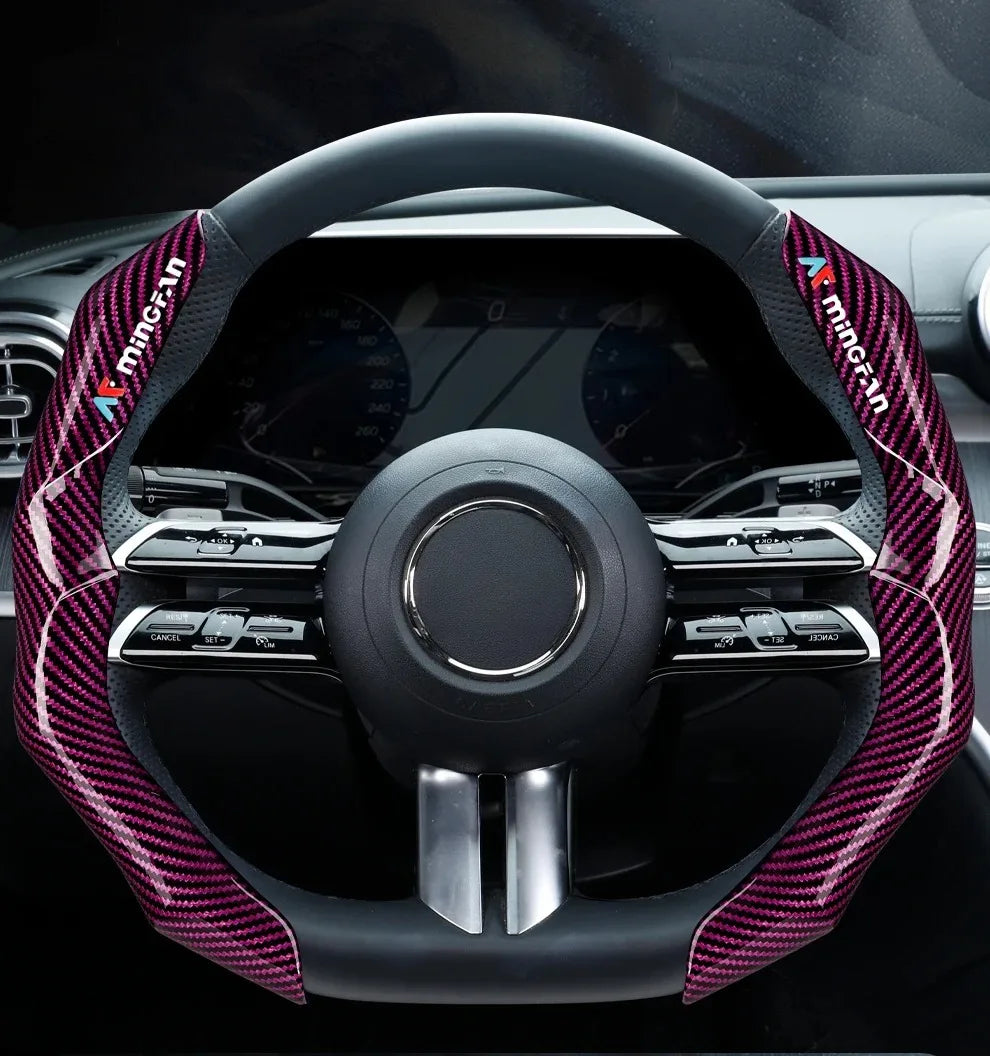 Carbon Fiber Texture Steering Wheel Cover - Anti-Slip & Comfortable Grip