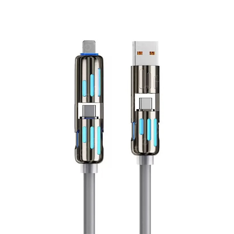 A multi USB-C cable featuring two connectors, one for fast charging and data sync.