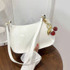 PU Leather Shoulder Bag with Cherry Pendant