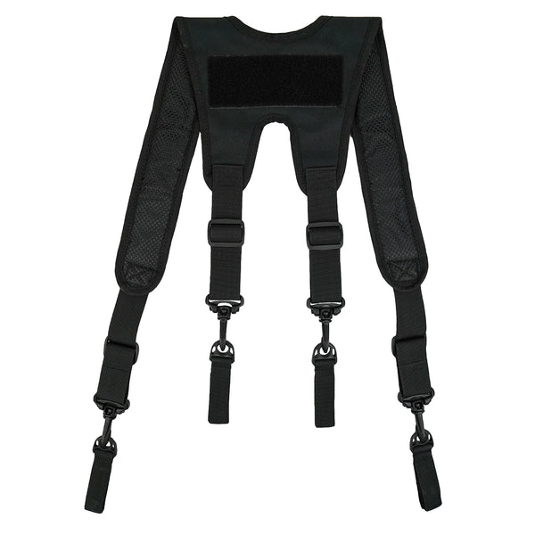 Black tactical duty belt suspenders with MOLLE system for men