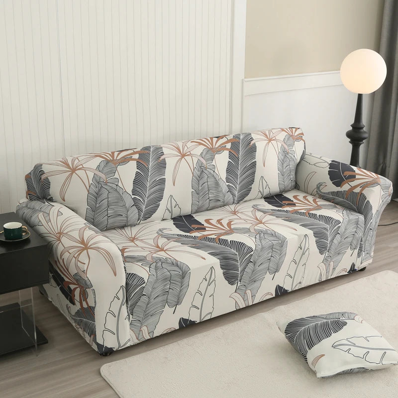 Stretch Floral Sofa Cover with Anti-Slip Grip