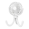 A white flexible octopus USB fan with a tripod stand.