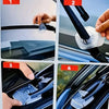 Close-up shots showing the installation and use of wiper arm hole covers on a car windshield.