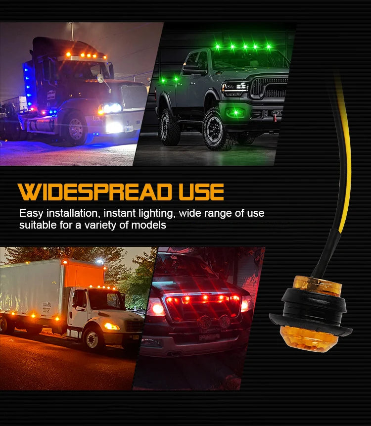 LED Side Marker Lights for Trucks, Trailers & Caravans (10-Pack)