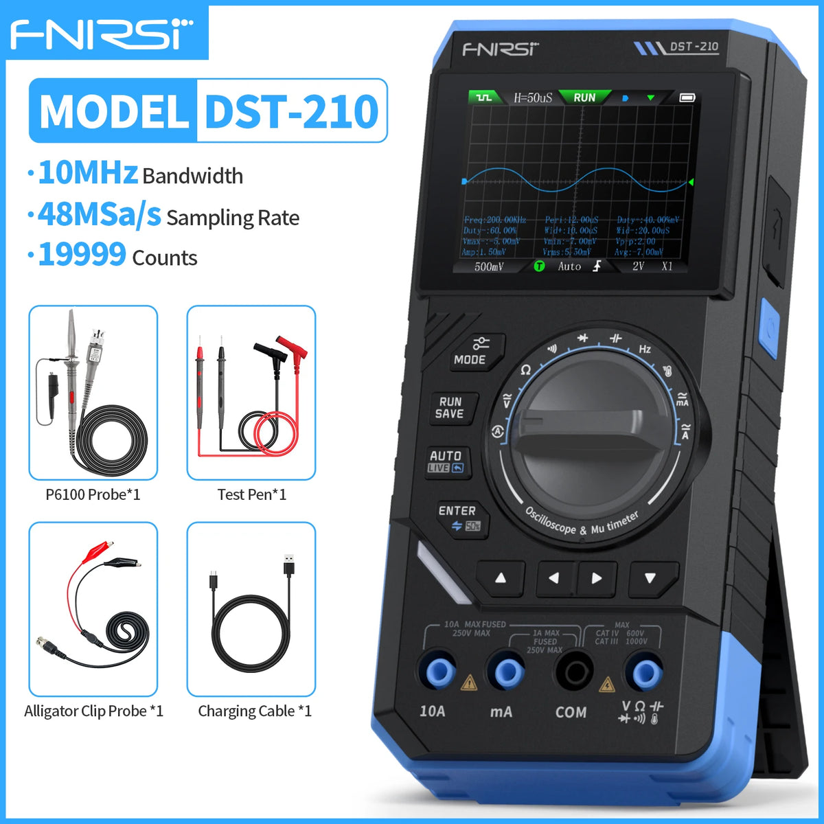 3-in-1 Digital Multimeter, Oscilloscope, and Signal Generator