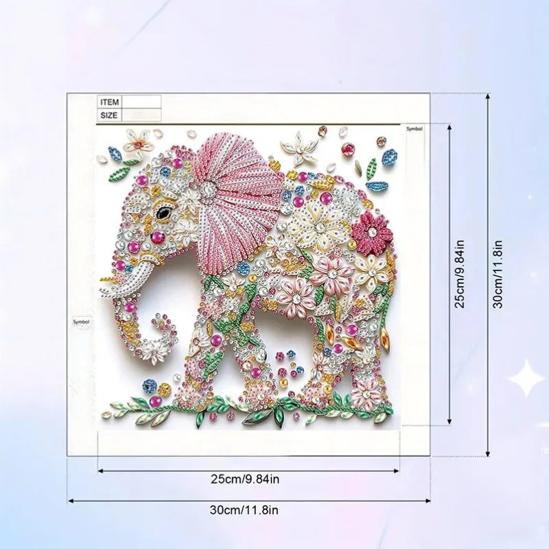Enchanting Elephant and Flower Diamond Painting Kit