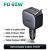 145W USB-C & USB-A Car Charger with Retractable Cable