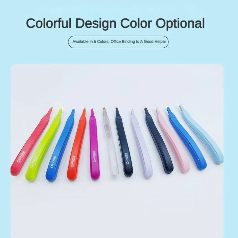 A collection of magnetic staple remover pens in various colors, including pink, green, blue, and purple.