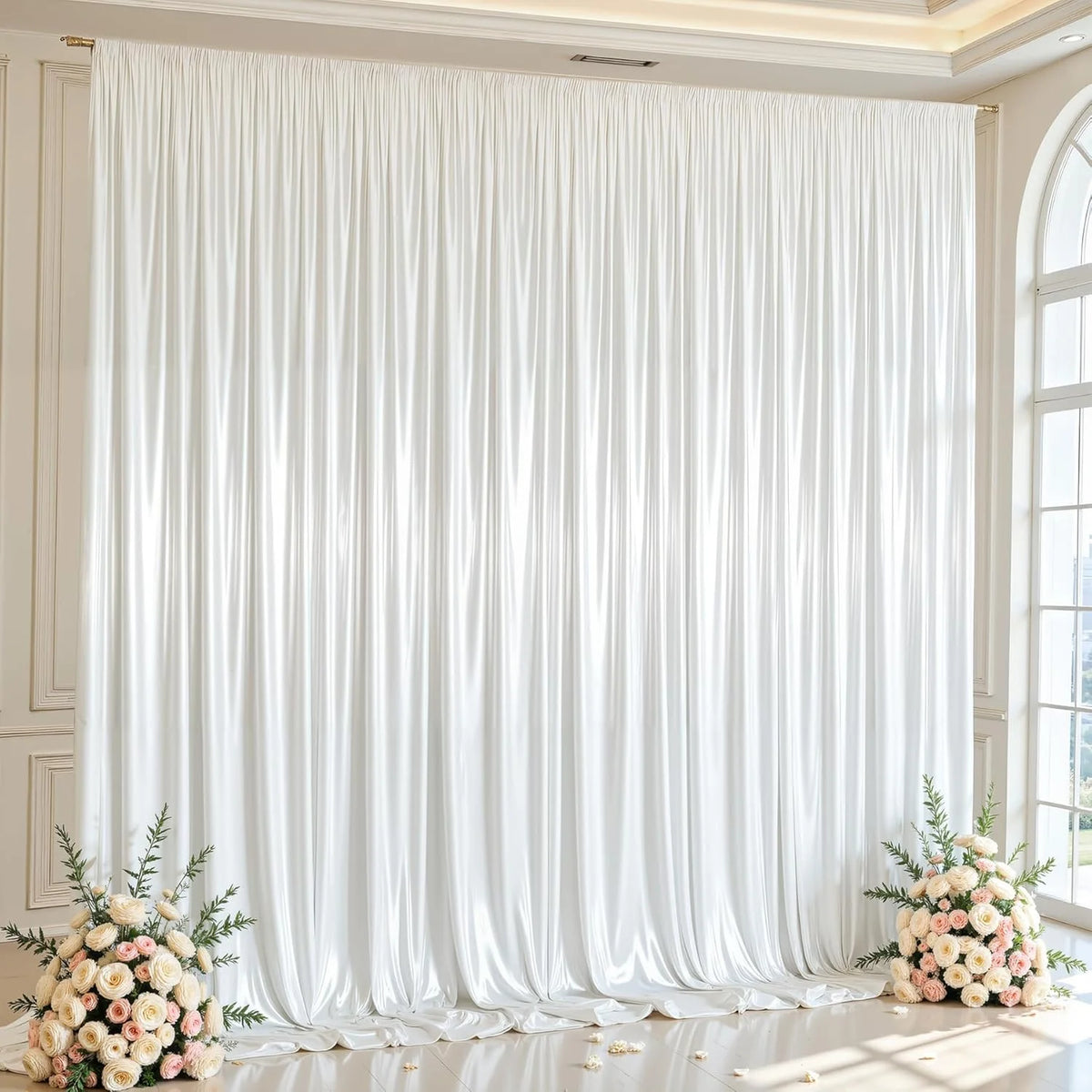 Shimmering Satin Backdrop Curtain Panels