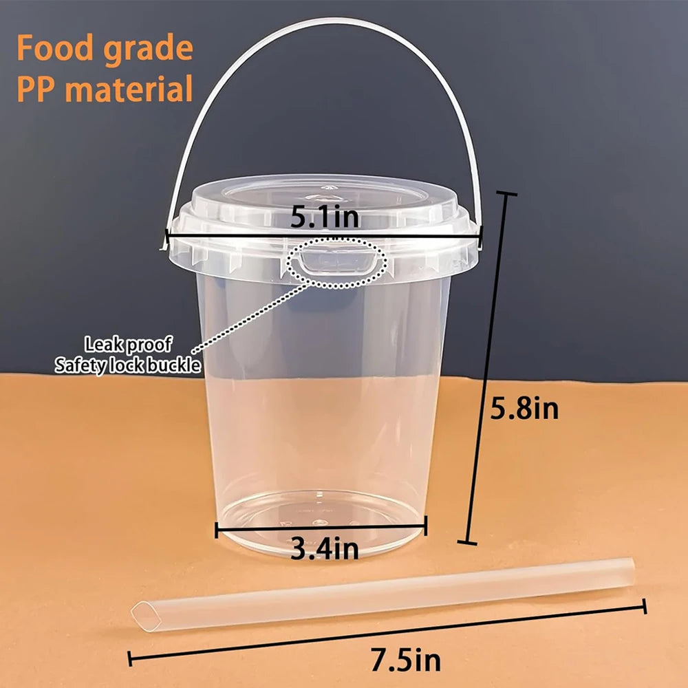 Disposable Plastic Cups with Lids and Straws for Iced Coffee, Smoothies, and Party Drinks