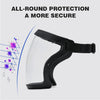 A clear protective face mask with an anti-fog shield and silicone seal shown in black.