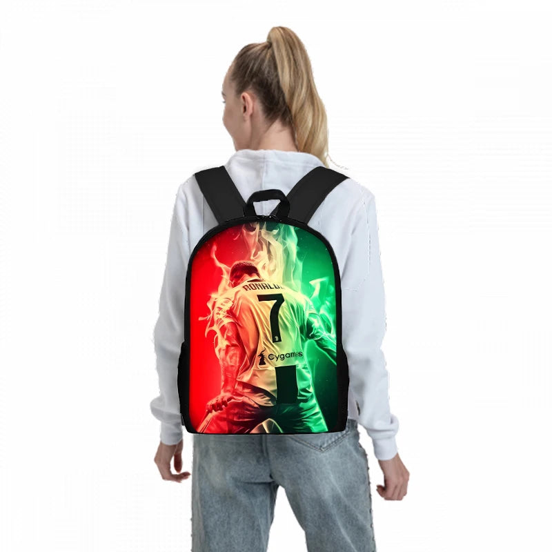 CR7 Football Player 3D Cartoon School Backpack Set for Kids