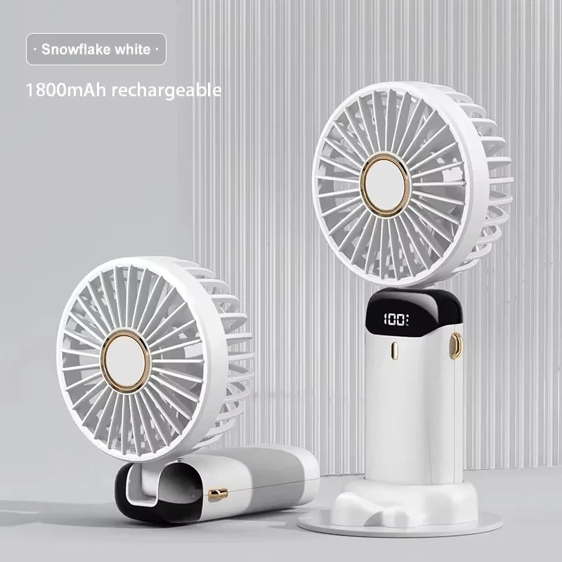 Portable Neck Fan with LED Display and Phone Stand