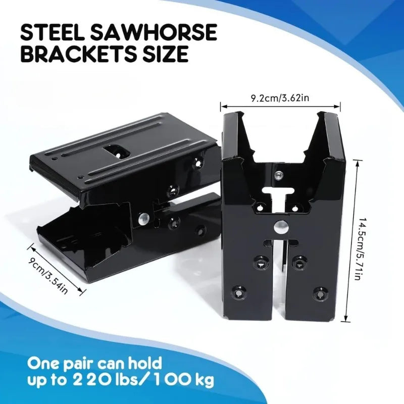 Heavy-Duty Sawhorse Brackets for Woodworking Workbenches