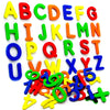 A colorful magnetic alphabet learning set featuring uppercase and lowercase letters.