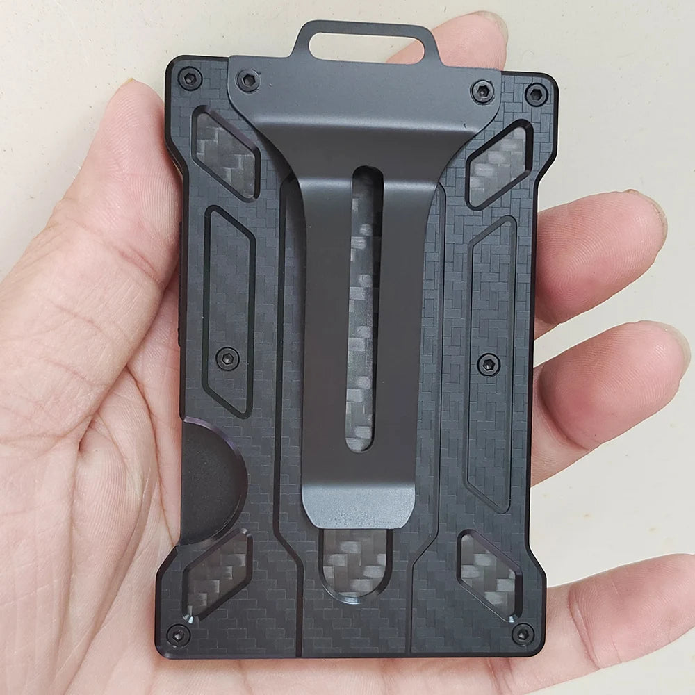 Slim Aluminum RFID Blocking Wallet with ID Window and Money Clip