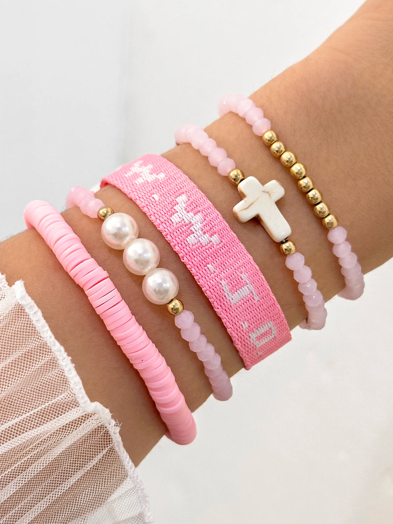 Handwoven WWJD Beaded Bracelet Set